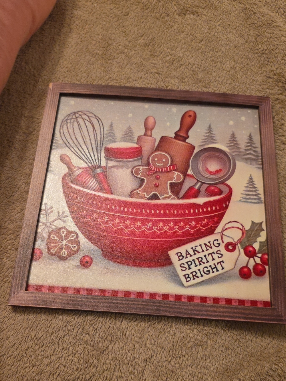 NWOT Holiday Red Baking Bowl Wall Art - 'Baking Spirits Bright'